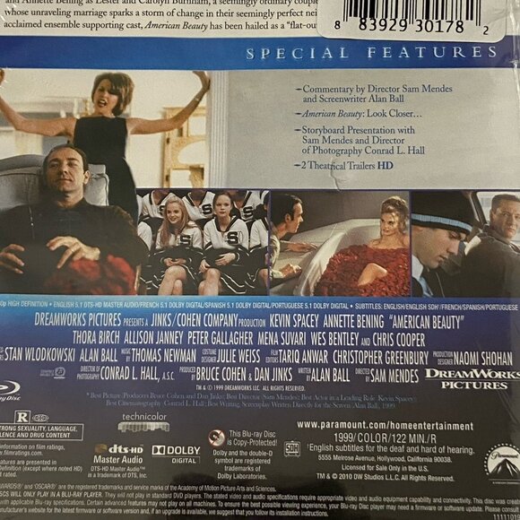 American Beauty Blu Ray Disc Sapphire Kevin Spacey Annette Bening New Sealed R - Picture 8 of 8
